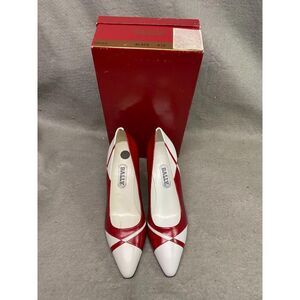 BALLY WOMEN'S WHITE‎ & RED 3 INCH PUMP HEEL SHOES SIZE 7 M NOS